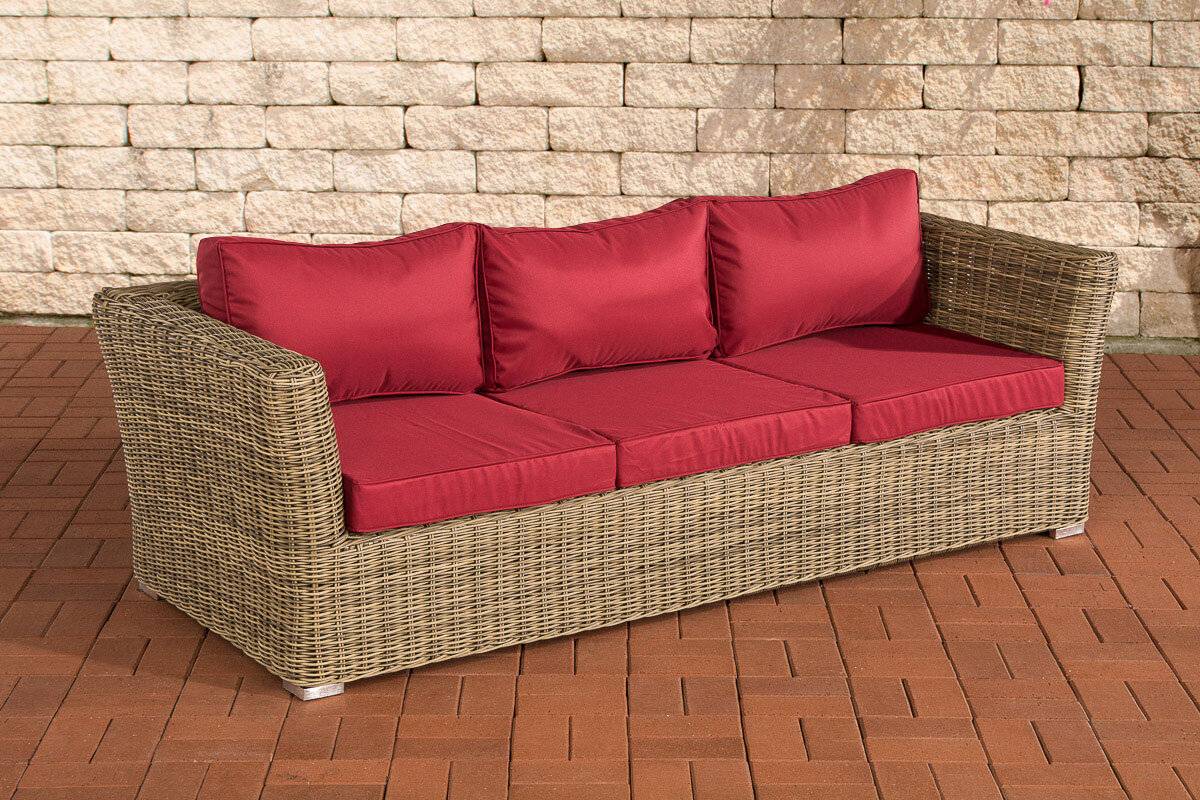 3er Sofa Mandal Rubinrot natura