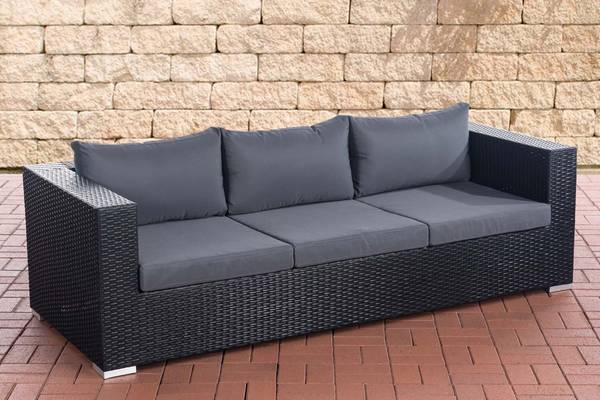 3er Sofa Casablanca eisengrau schwarz