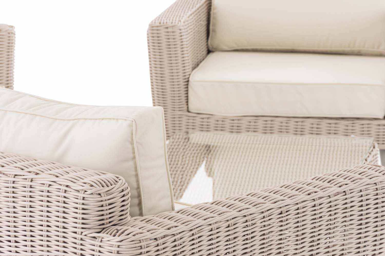 Loungeset Kiruna Rundrattan Perlweiß 45 cm (Hellgrau) cremeweiß-4