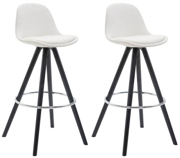 2er Set Barhocker Franklin vollgepolstert Kunstleder rund schwarz (eiche) weiß