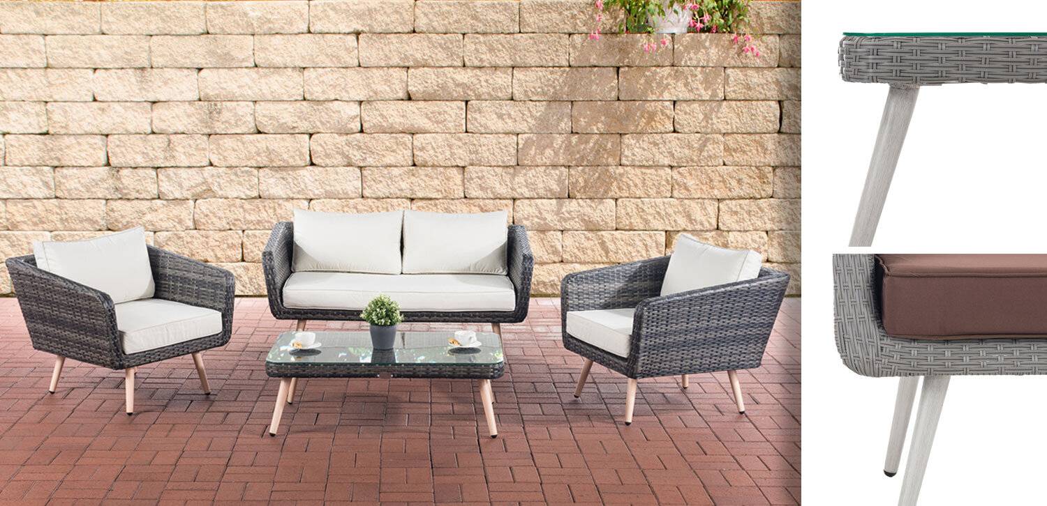 Lounge-Set Trosa Flachrattan Terrabraun 45 cm (Hellgrau) grau-0
