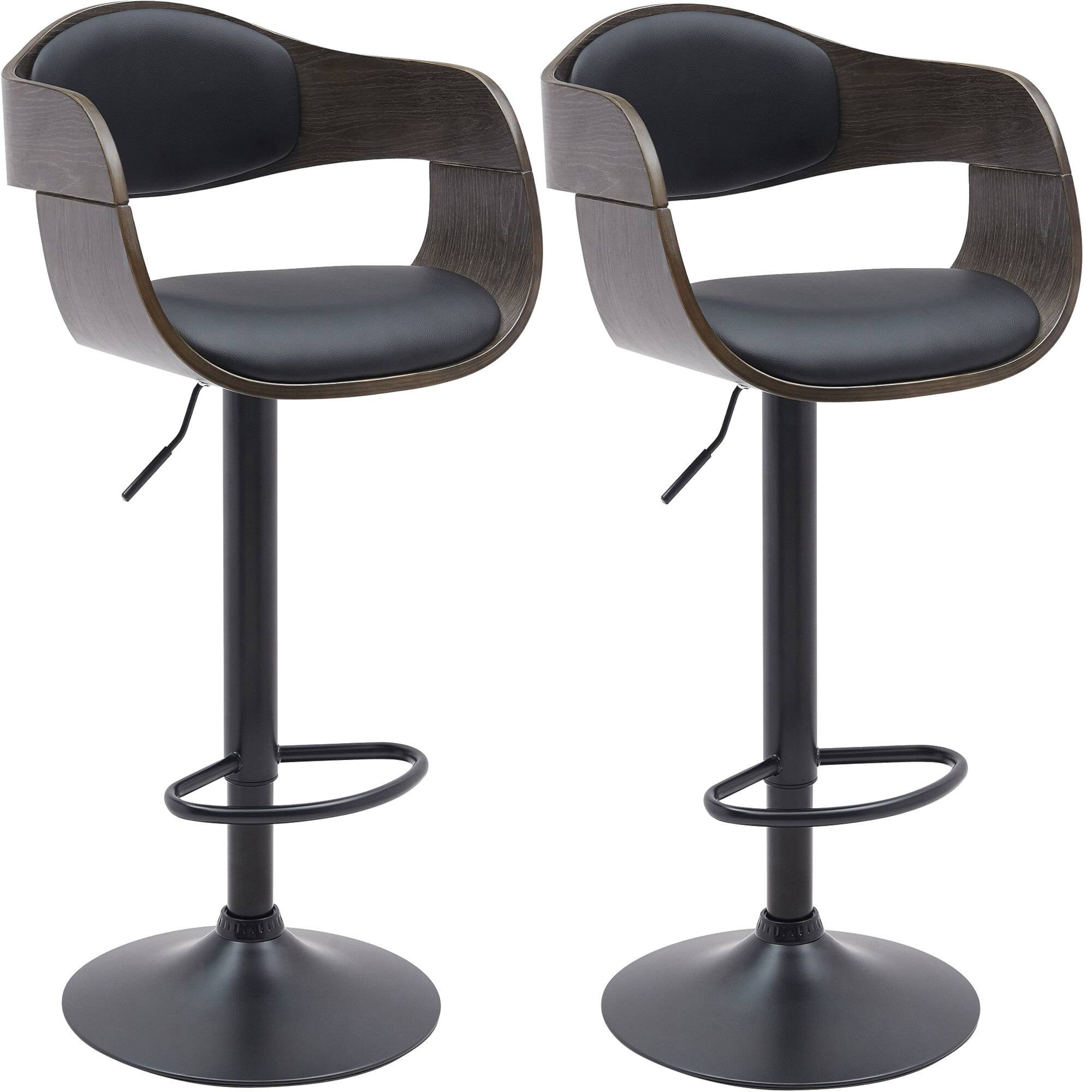 2er Set Barhocker Kingston B Kunstleder schwarz/grau-0