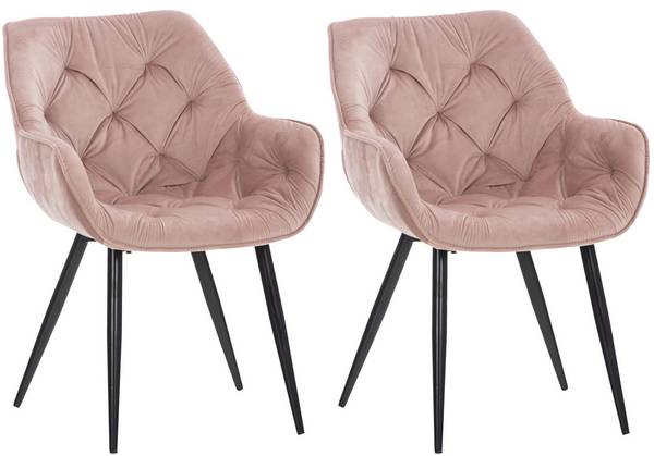 2er Set Stuhl Tanna Samt pink