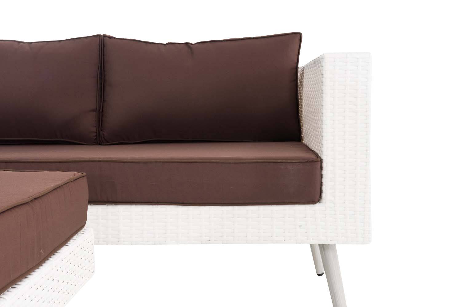2er Sofa Molde mit Fußhocker Flachrattan weiß 45 cm (Hellgrau) terrabraun-2