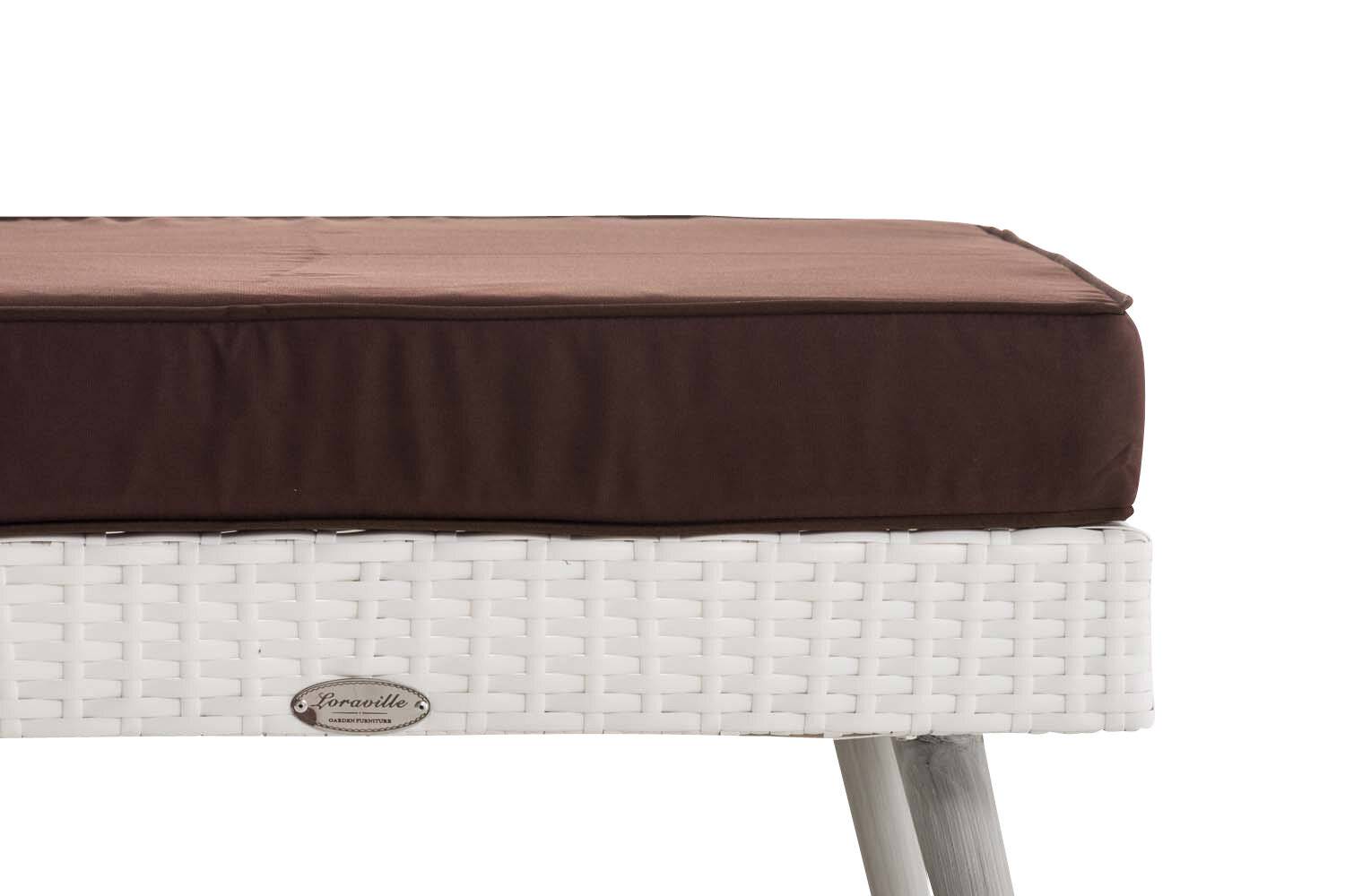 2er Sofa Molde mit Fußhocker Flachrattan weiß 45 cm (Hellgrau) terrabraun-3