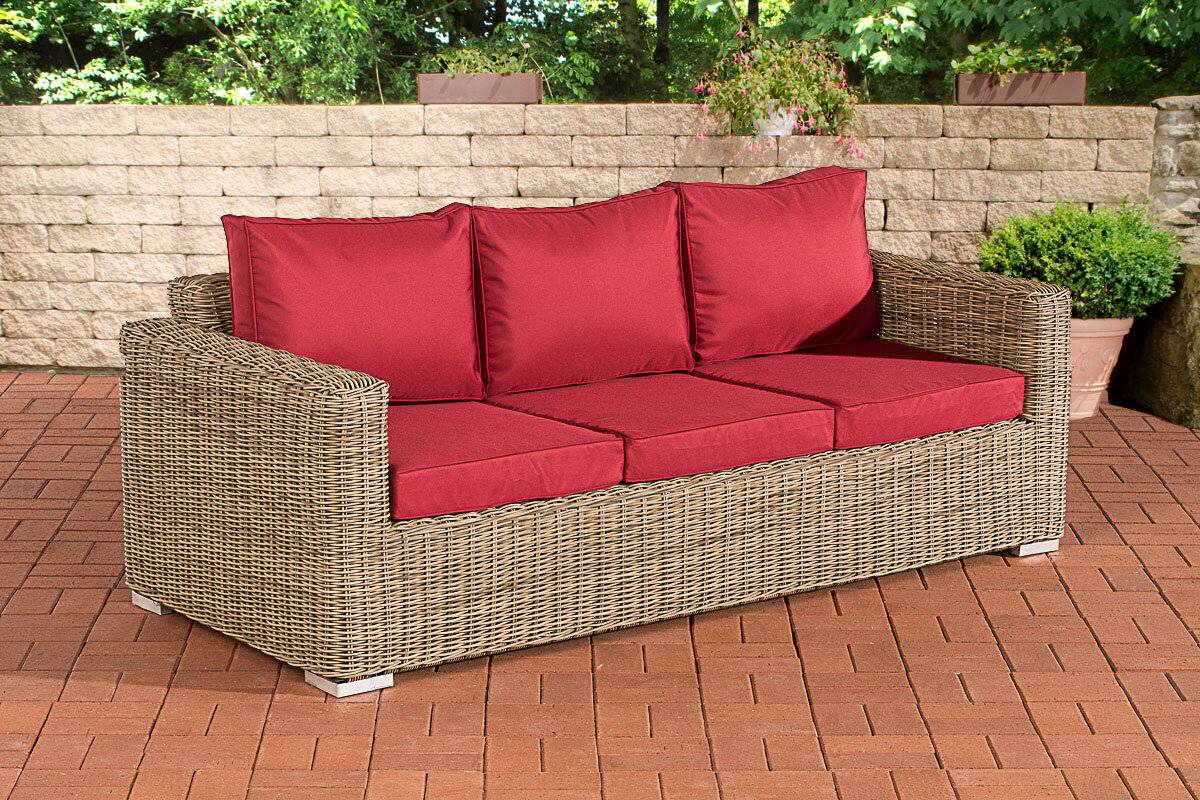 3er-Sofa Bilbao / Madeira Rubinrot natura-0