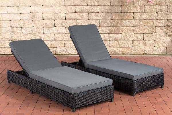 Set Sonnenliegen Burano Eisengrau schwarz