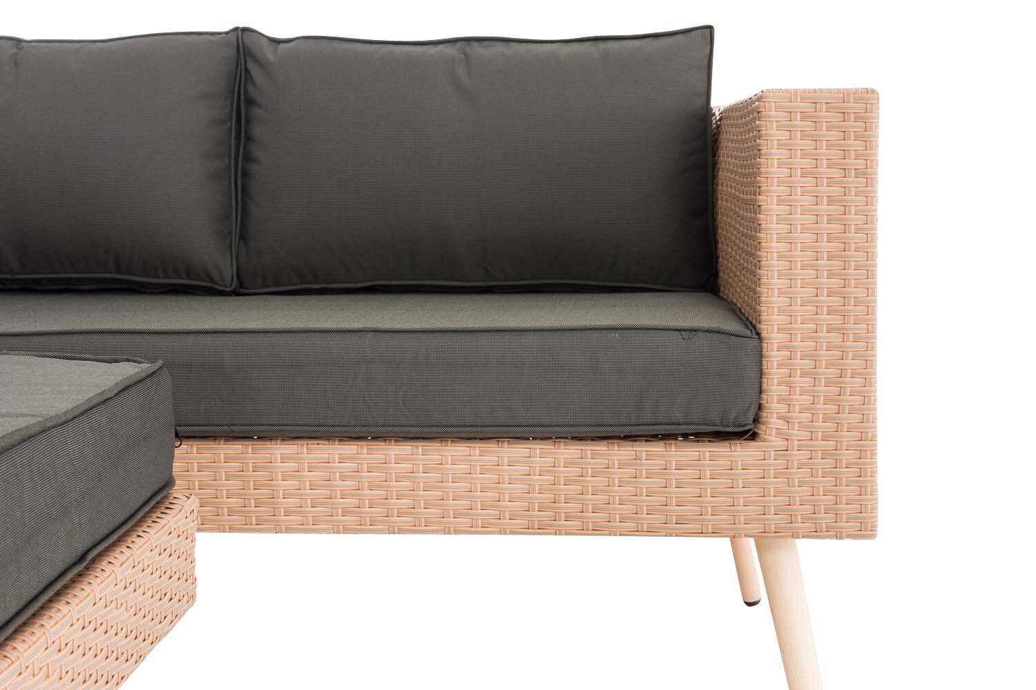 2er Sofa Molde mit Fußhocker Flachrattan sand 40 cm (Hellbraun) anthrazit-2