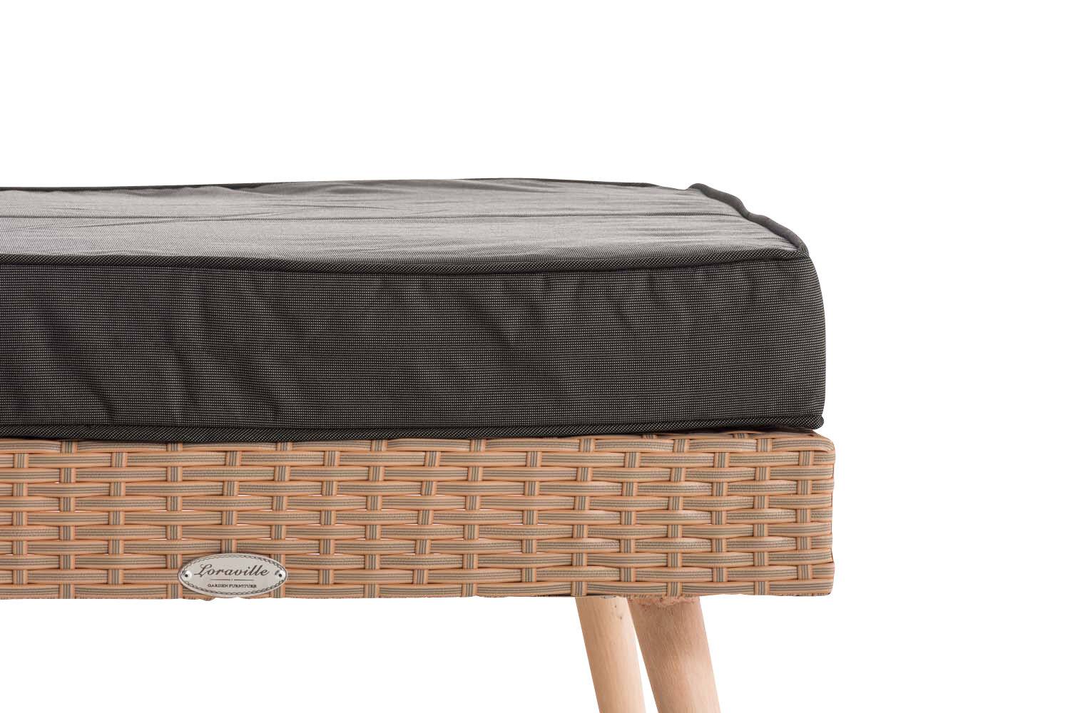 2er Sofa Molde mit Fußhocker Flachrattan sand 40 cm (Hellbraun) anthrazit-3