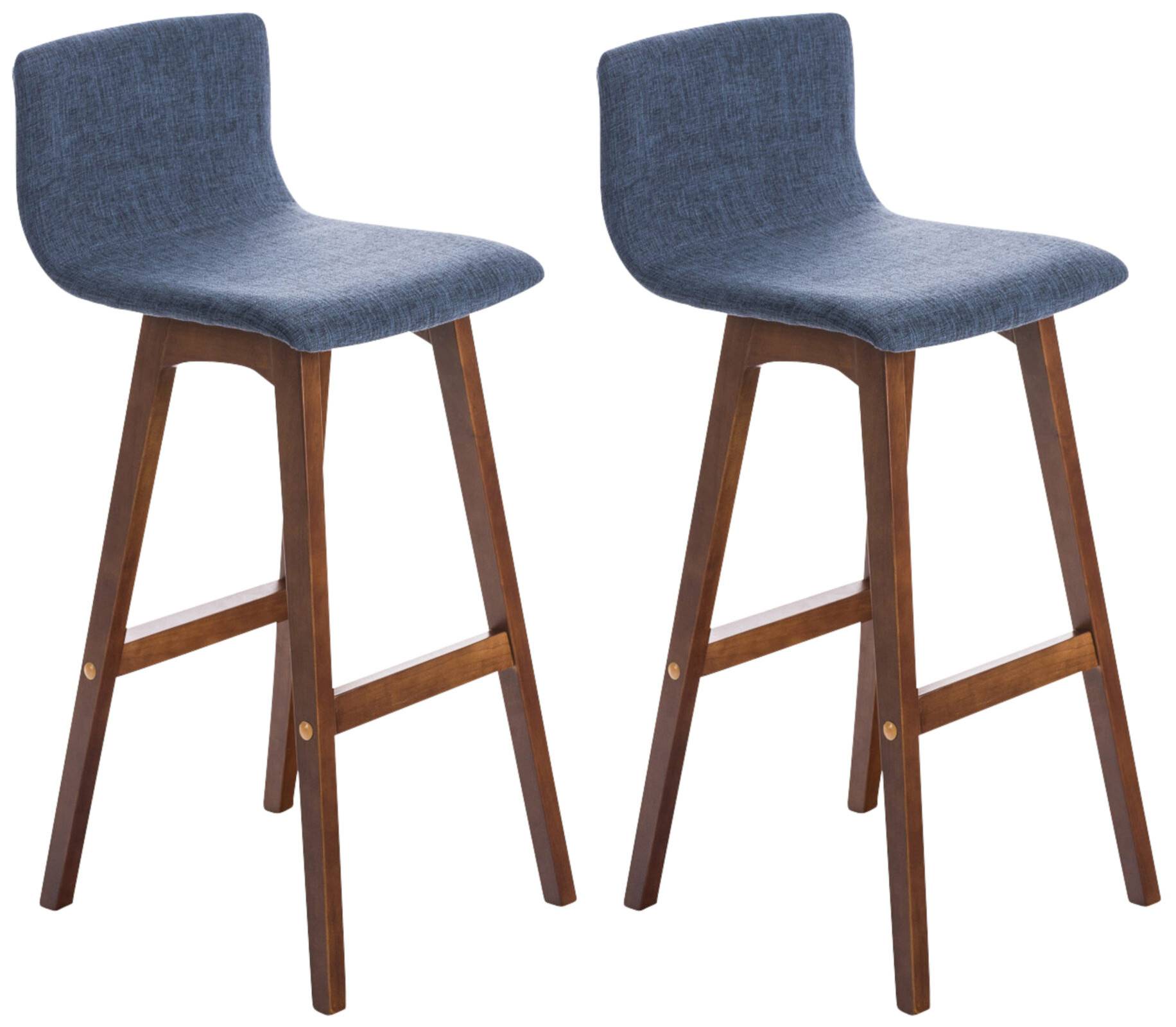 2er Set Barhocker Taunus Stoff Walnuss blau
