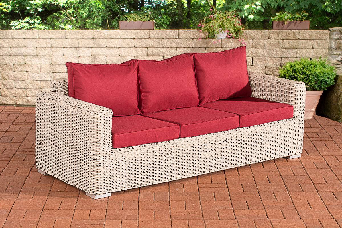 3er-Sofa Bilbao / Madeira Rubinrot perlweiß-0
