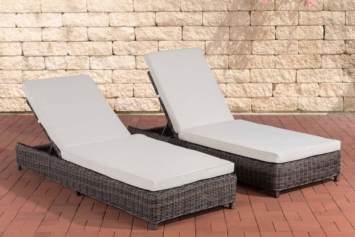 Set Sonnenliegen Burano Cremeweiss grau-meliert-0