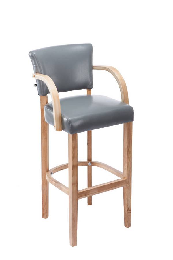 Barhocker Lionel mit Armlehne natura grau