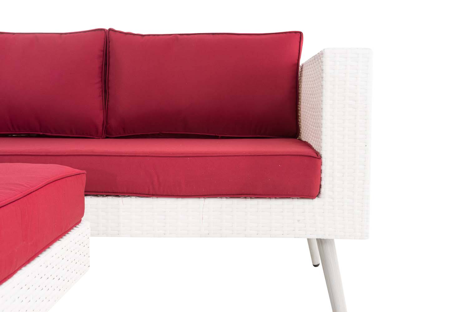 2er Sofa Molde mit Fußhocker Flachrattan weiß 45 cm (Hellgrau) rubinrot-2