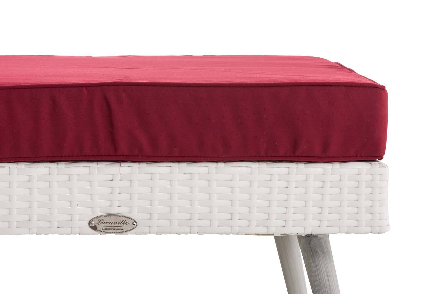 2er Sofa Molde mit Fußhocker Flachrattan weiß 45 cm (Hellgrau) rubinrot-3