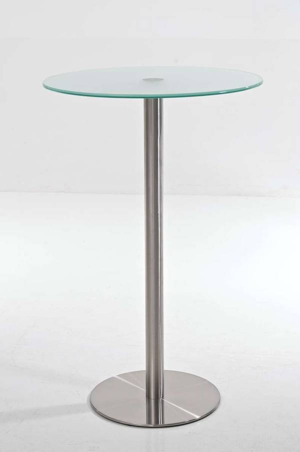 Glastisch Ben 110 Edelstahl milchglas