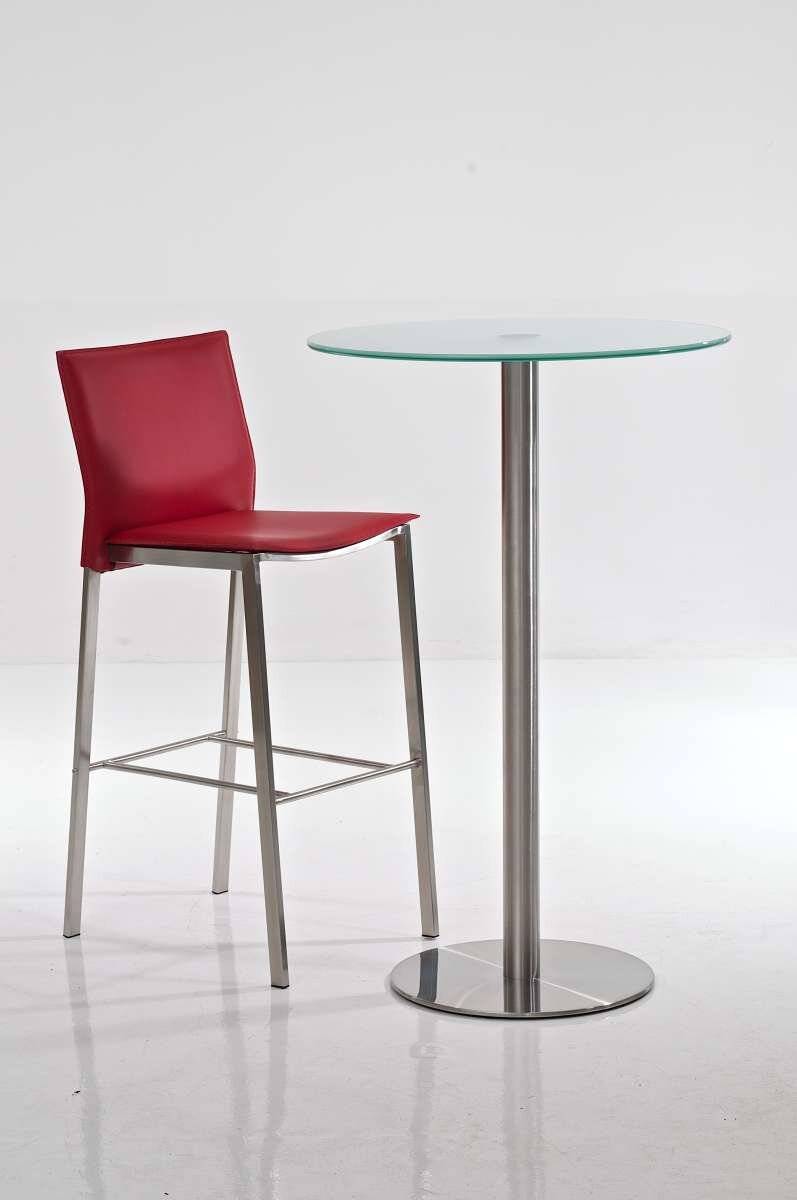 Glastisch Ben 110 Edelstahl milchglas-1
