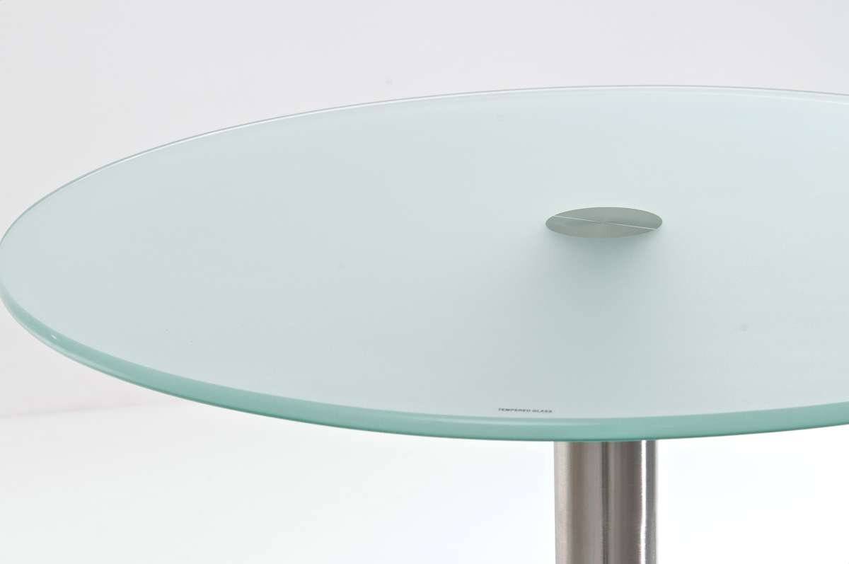 Glastisch Ben 110 Edelstahl milchglas-2