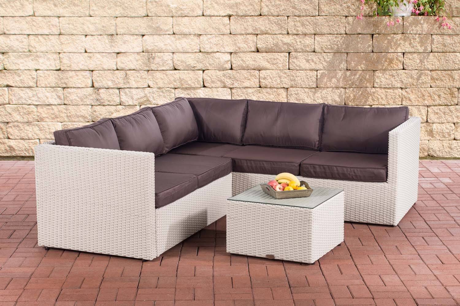 Ecksofa-Garnitur Liberi 5mm Terrabraun perlweiß-0