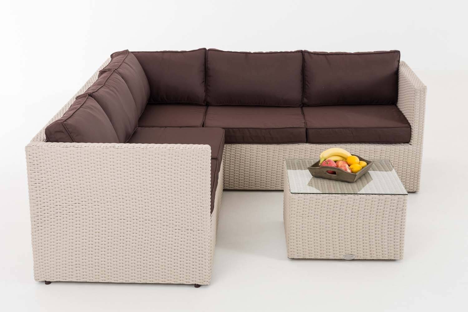 Ecksofa-Garnitur Liberi 5mm Terrabraun perlweiß-1
