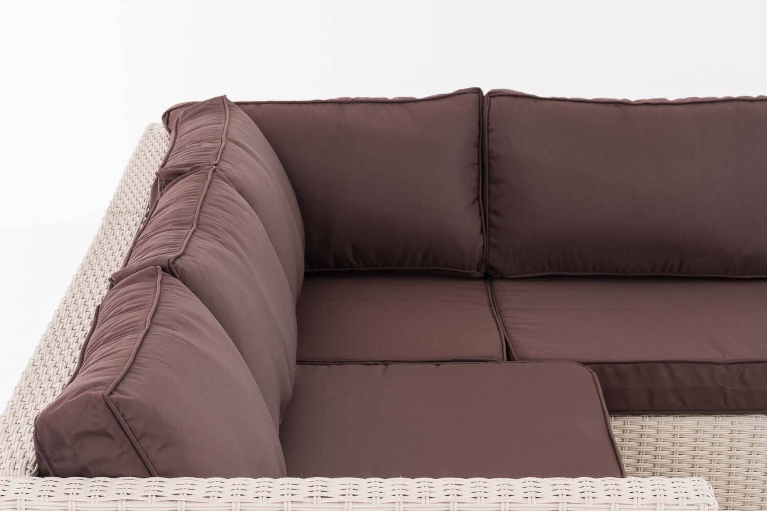 Ecksofa-Garnitur Liberi 5mm Terrabraun perlweiß-2