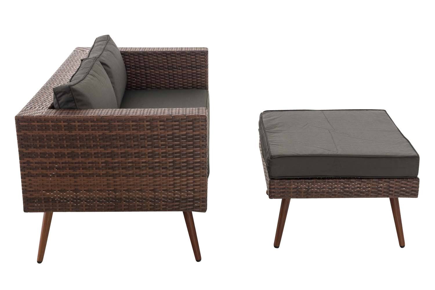 2er Sofa Molde mit Fußhocker Flachrattan braun-meliert 40 cm (Dunkelbraun) anthrazit-1
