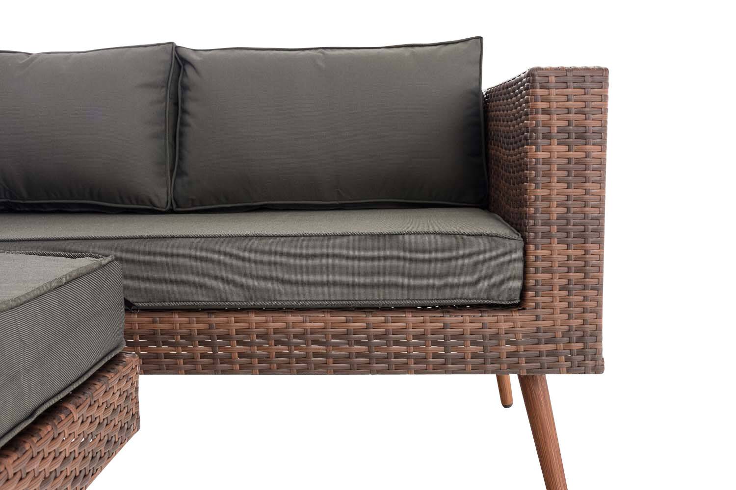 2er Sofa Molde mit Fußhocker Flachrattan braun-meliert 40 cm (Dunkelbraun) anthrazit-2