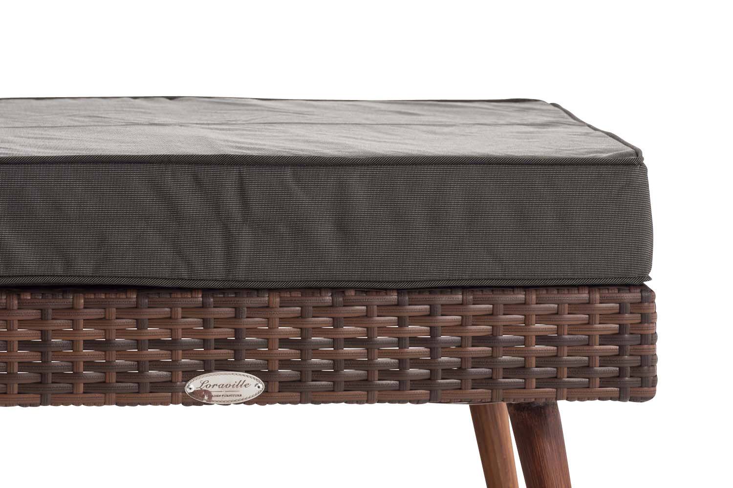 2er Sofa Molde mit Fußhocker Flachrattan braun-meliert 40 cm (Dunkelbraun) anthrazit-3