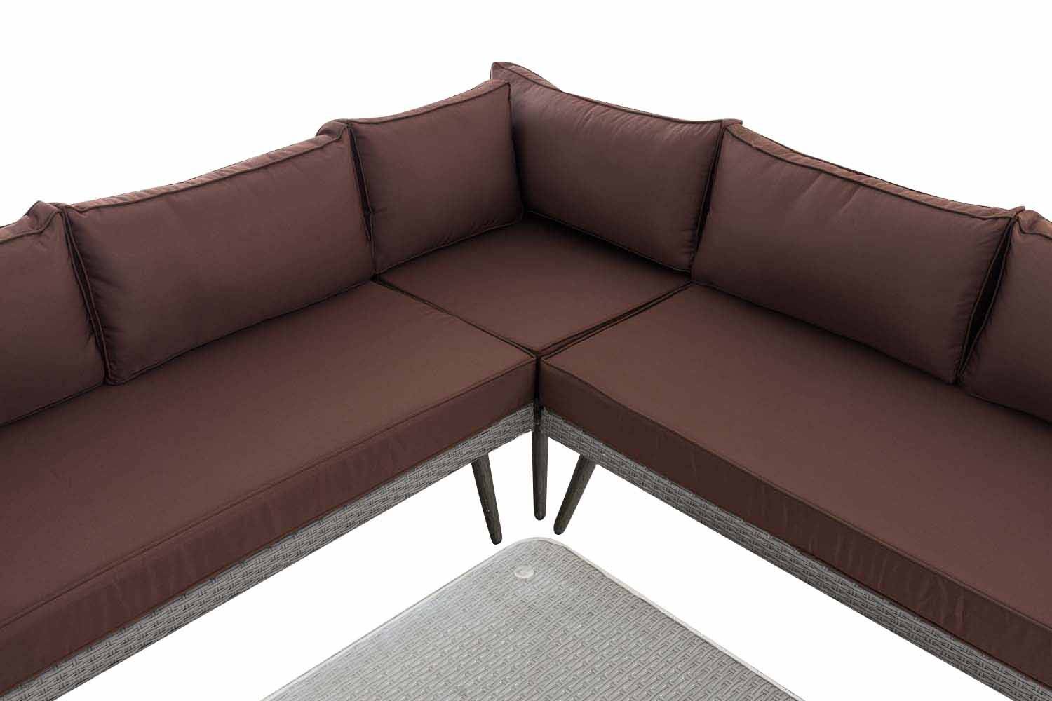 Eck-Loungeset Skara Flachrattan grau 45 cm (Dunkelgrau) terrabraun-3