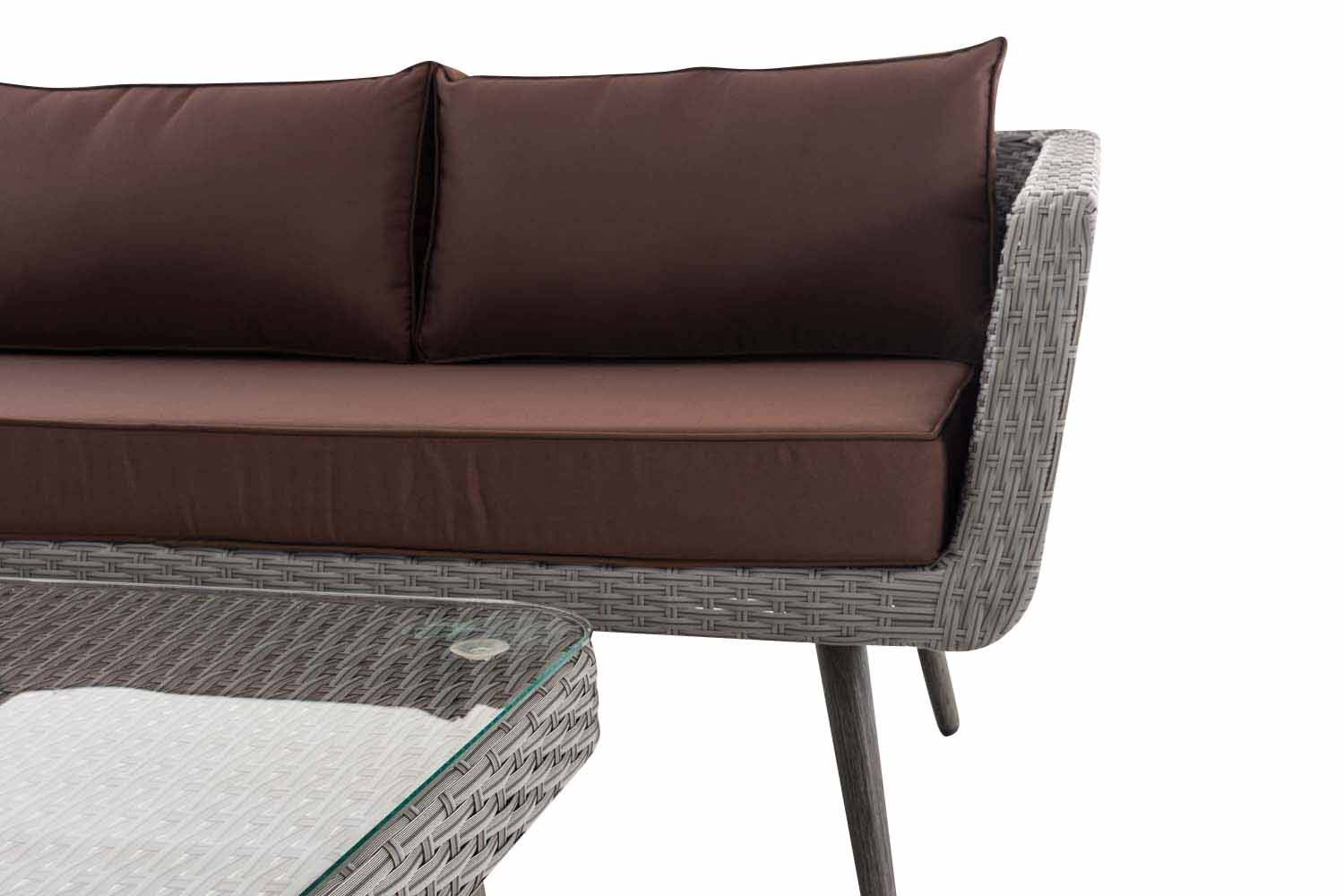 Eck-Loungeset Skara Flachrattan grau 45 cm (Dunkelgrau) terrabraun-4