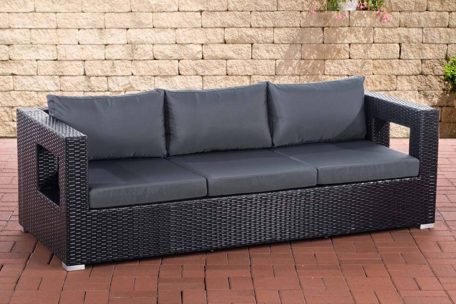 3er Sofa Honolulu eisengrau schwarz