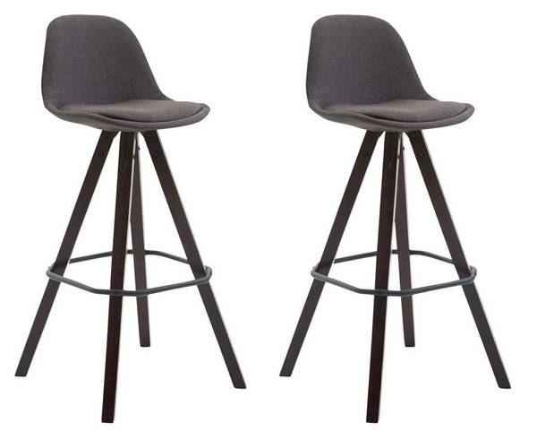 2er Set Barhocker Franklin Stoff Square cappuccino (eiche) dunkelgrau