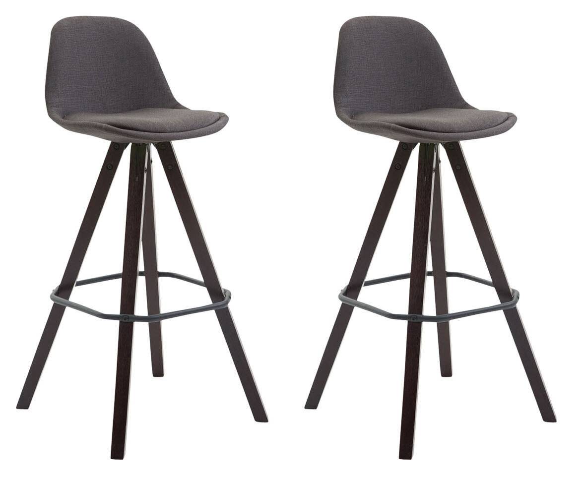 2er Set Barhocker Franklin Stoff Square cappuccino (eiche) dunkelgrau-0