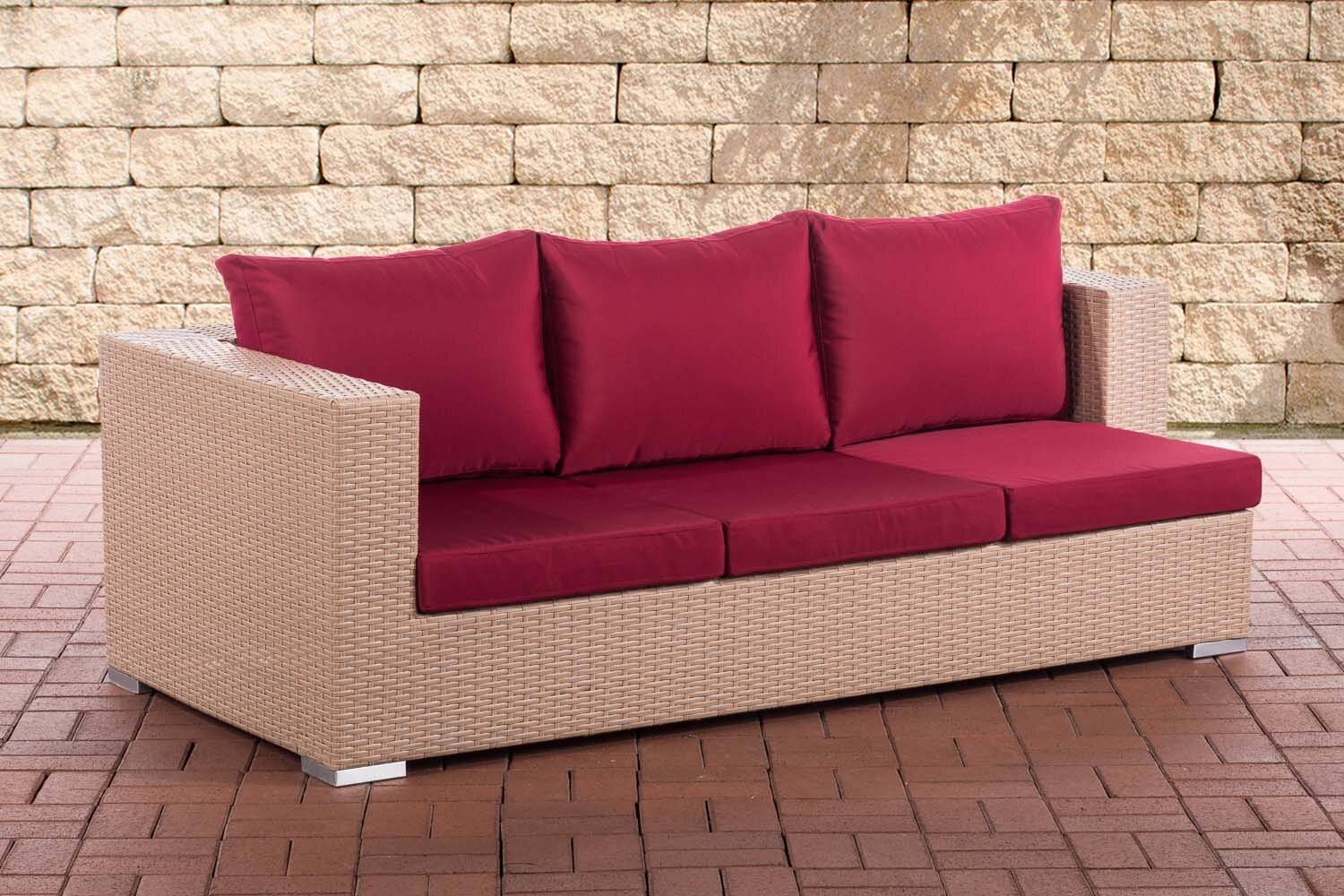 3er Sofa Provence rubinrot sand-0