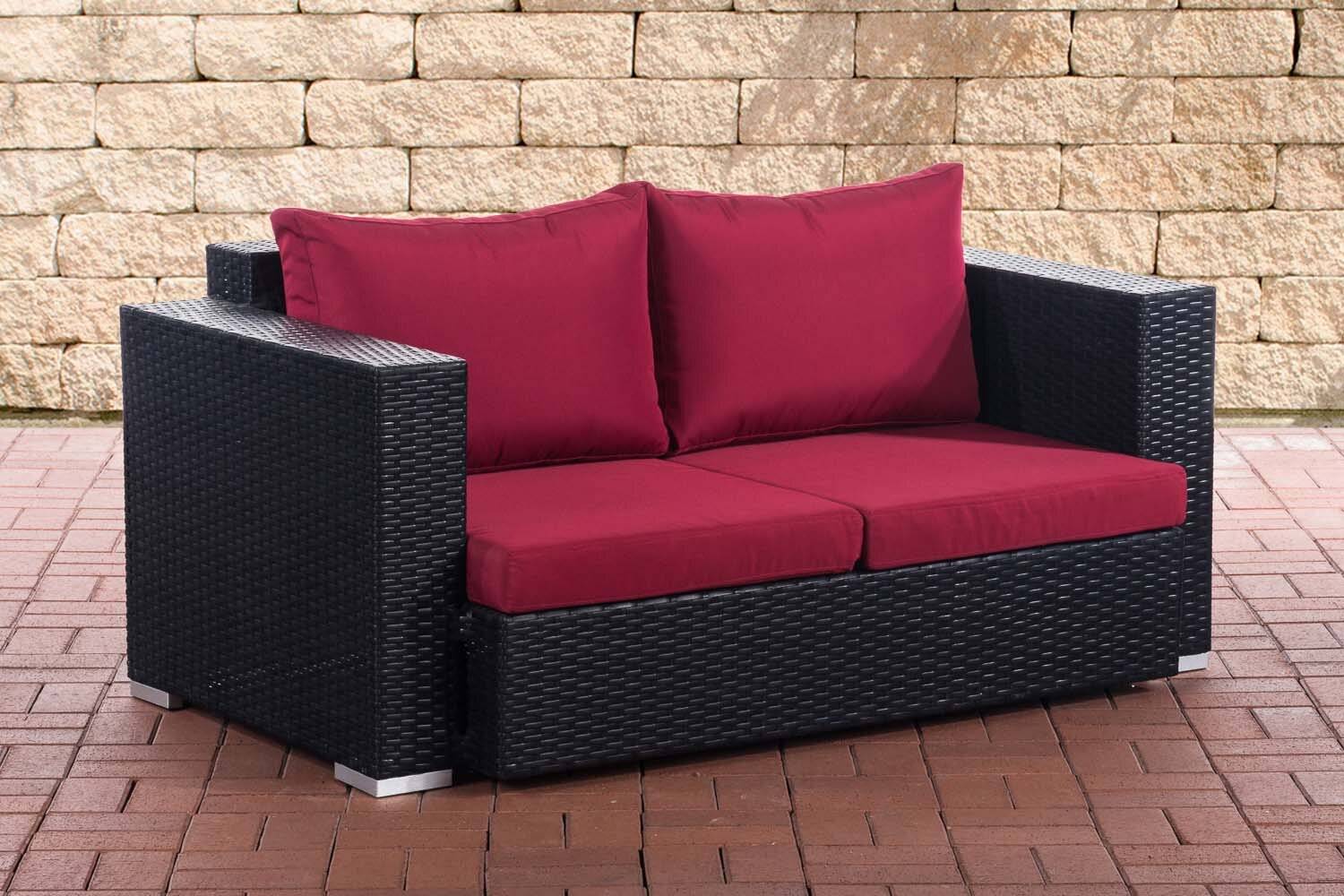 2er Sofa Provence / Sunset Rubinrot schwarz-0