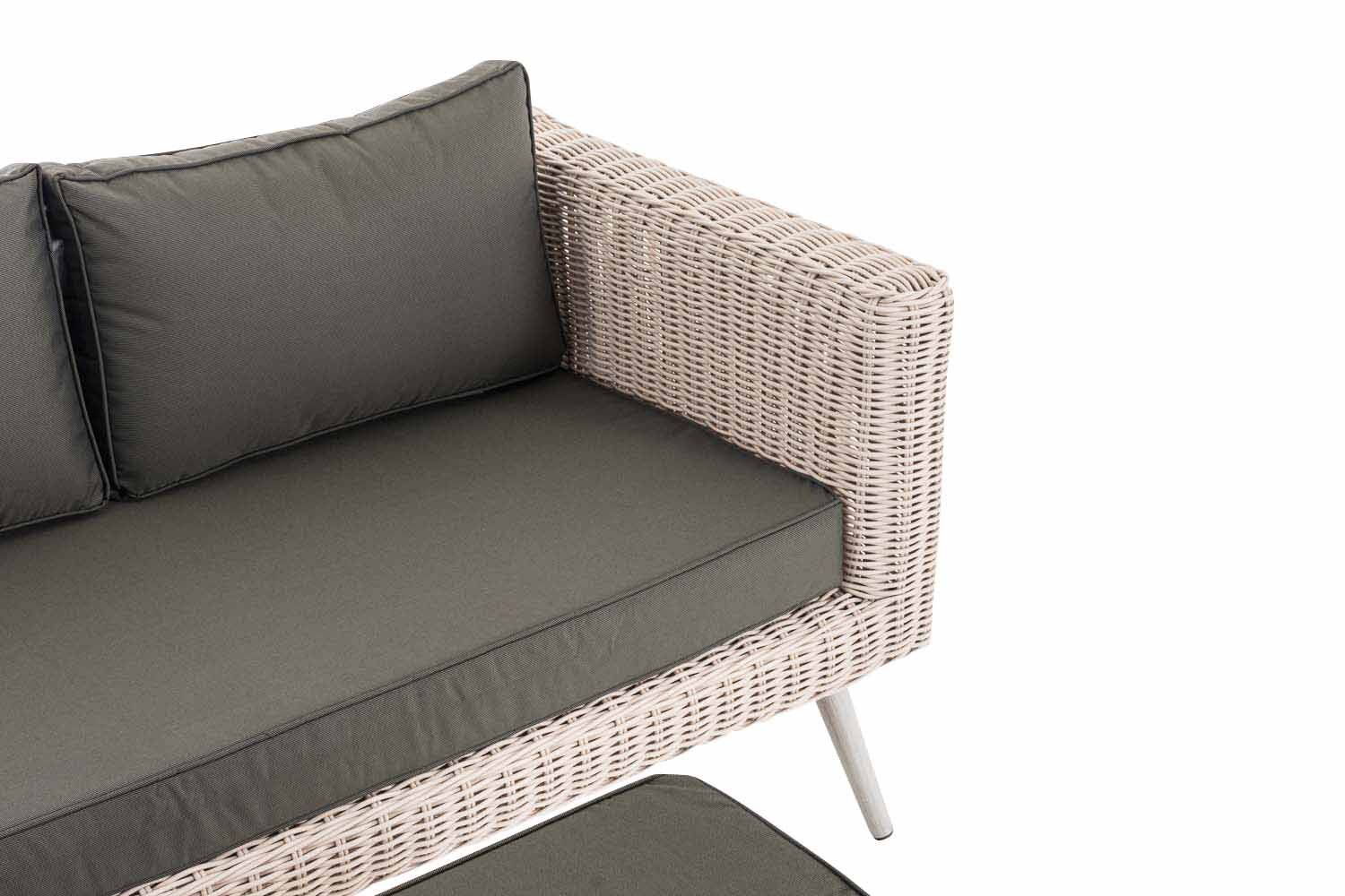 2er Sofa Molde mit Fußhocker Rundrattan perlweiß 45 cm (Hellgrau) anthrazit-2