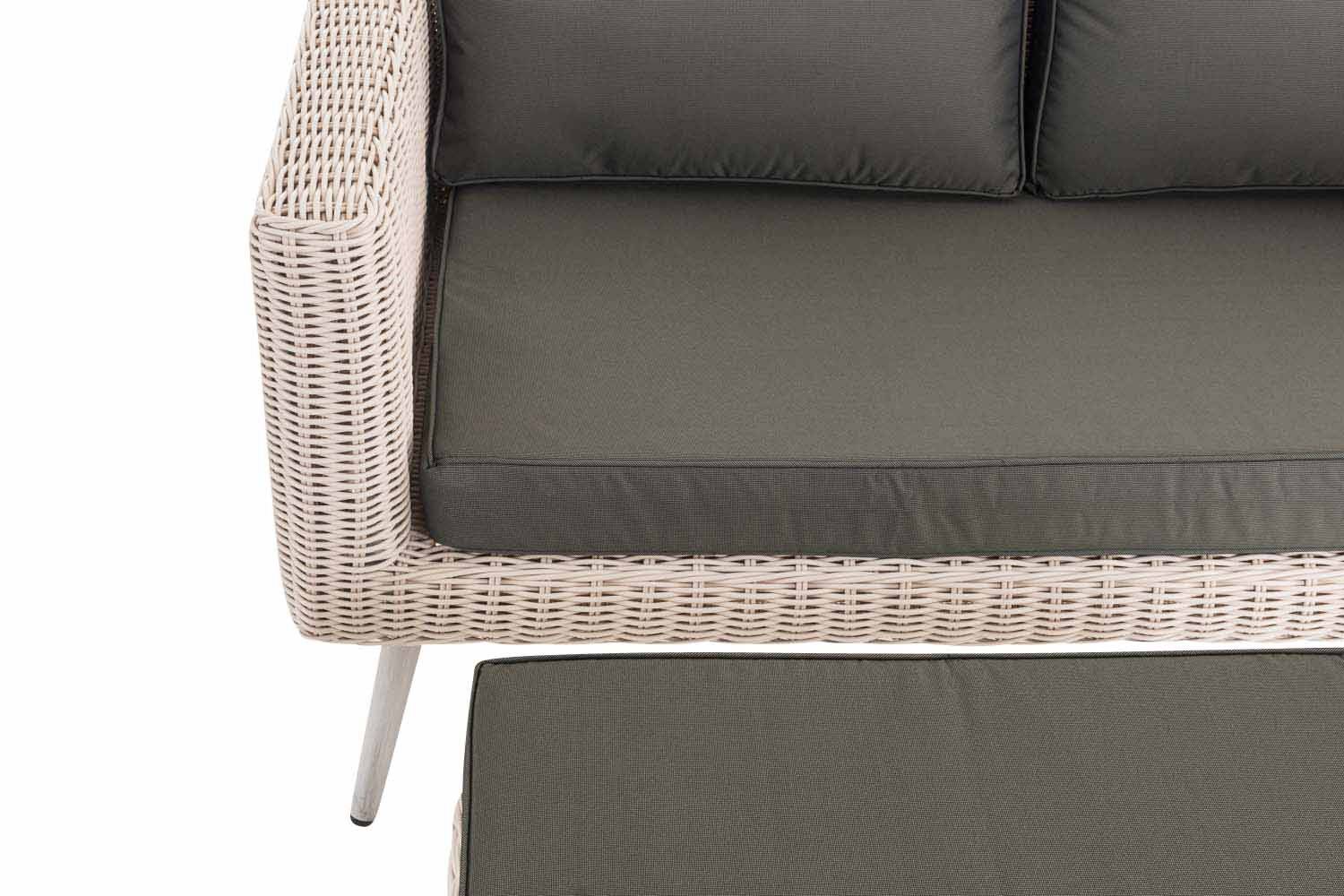 2er Sofa Molde mit Fußhocker Rundrattan perlweiß 45 cm (Hellgrau) anthrazit-3