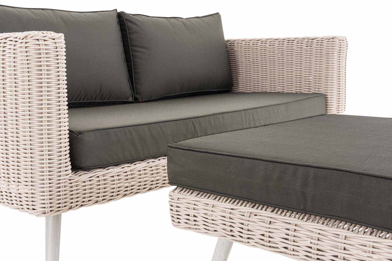 2er Sofa Molde mit Fußhocker Rundrattan perlweiß 45 cm (Hellgrau) anthrazit-4