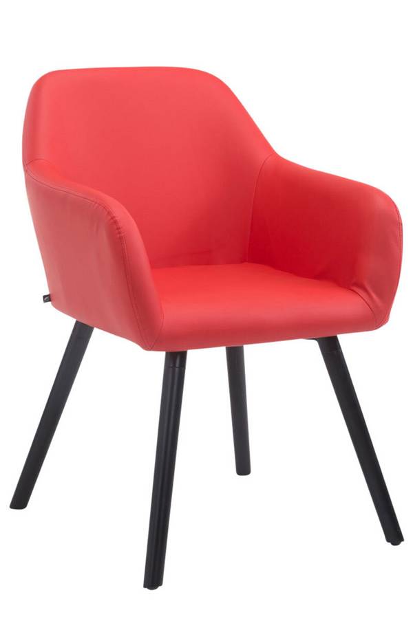 Besucherstuhl Achat V2 Kunstleder Schwarz (Eiche) rot