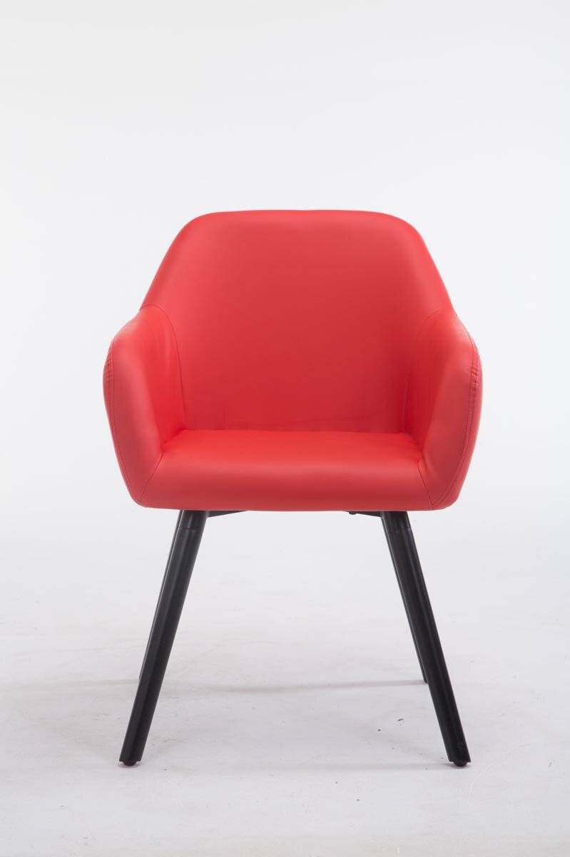 Besucherstuhl Achat V2 Kunstleder Schwarz (Eiche) rot-1