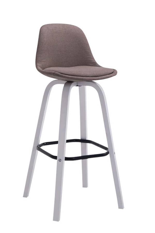 Barhocker Avika Stoff Weiß taupe