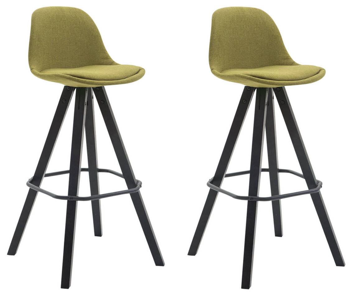 2er Set Barhocker Franklin Stoff Square schwarz grün