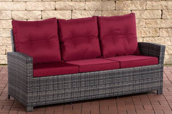 Sofa 3er Fisolo rubinrot grau-meliert