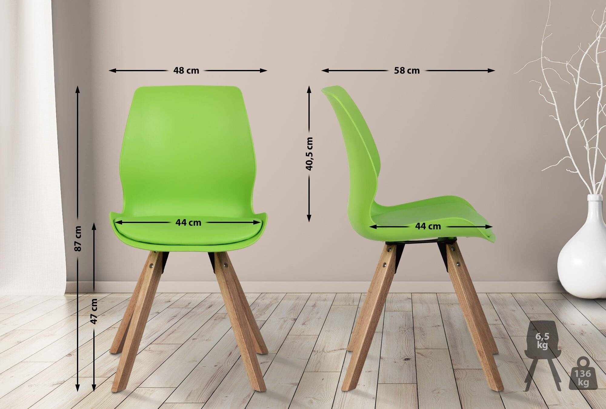 4er Set Stuhl Luna Kunststoff grün-1