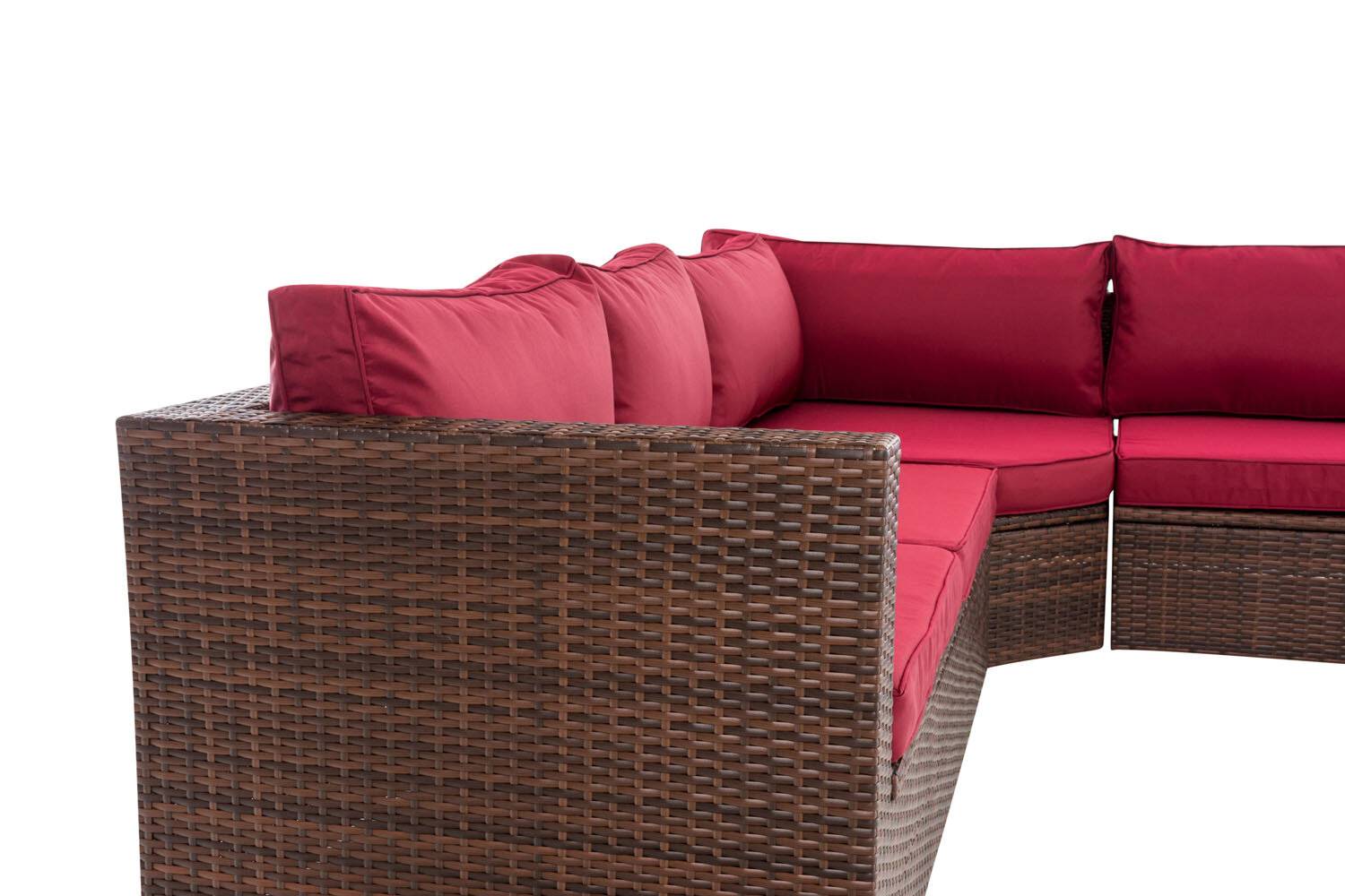 Ecksofa Tibera rubinrot braun-meliert-1