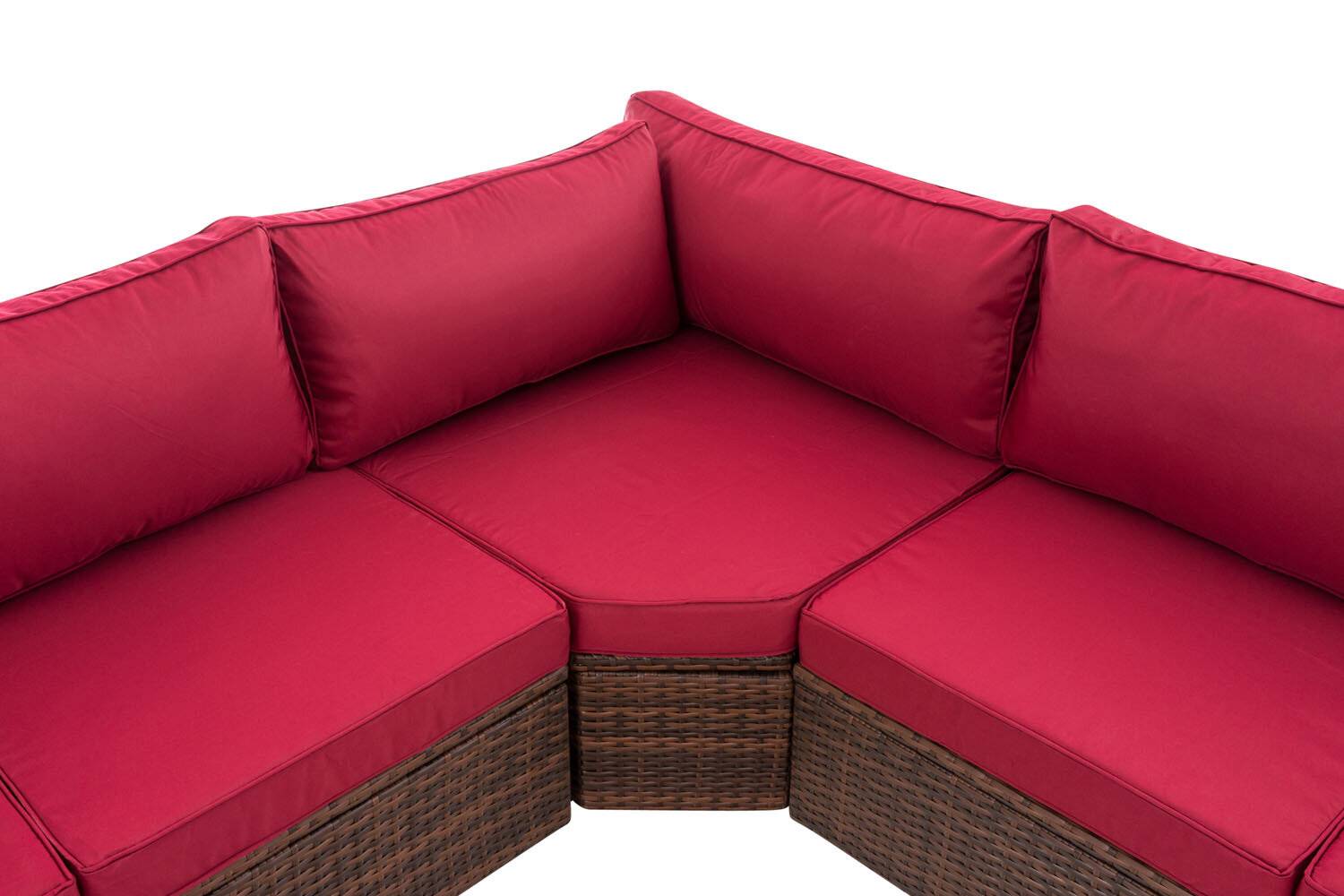 Ecksofa Tibera rubinrot braun-meliert-2