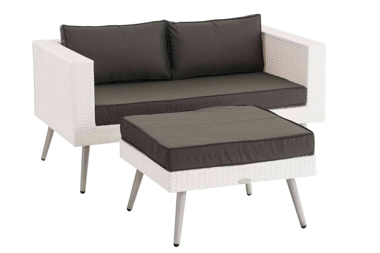 2er Sofa Molde mit Fußhocker Flachrattan weiß 45 cm (Hellgrau) anthrazit-0