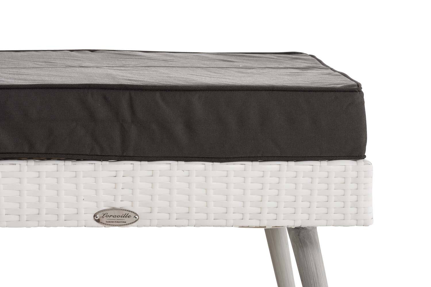 2er Sofa Molde mit Fußhocker Flachrattan weiß 45 cm (Hellgrau) anthrazit-3