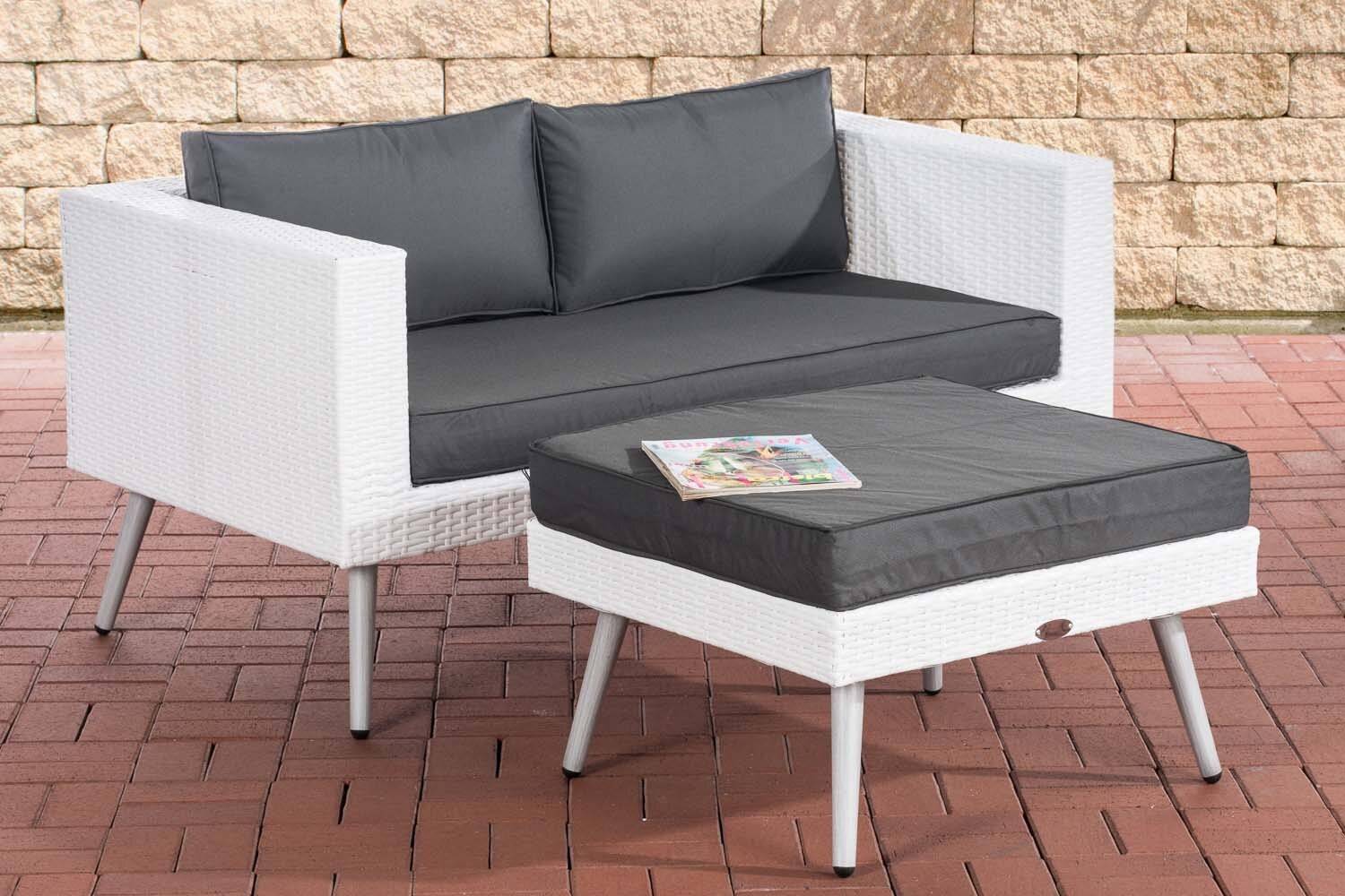 2er Sofa Molde mit Fußhocker Flachrattan weiß 45 cm (Hellgrau) anthrazit-4