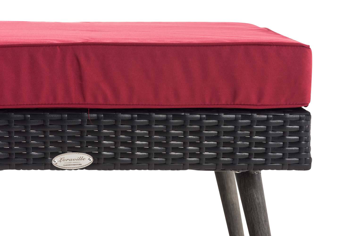 2er Sofa Molde mit Fußhocker Flachrattan schwarz 40 cm (Dunkelgrau) rubinrot-3